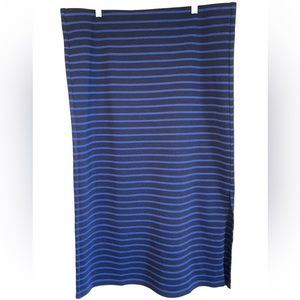 NWT Loft Blue Striped Ottoman Midi Skirt Size XL